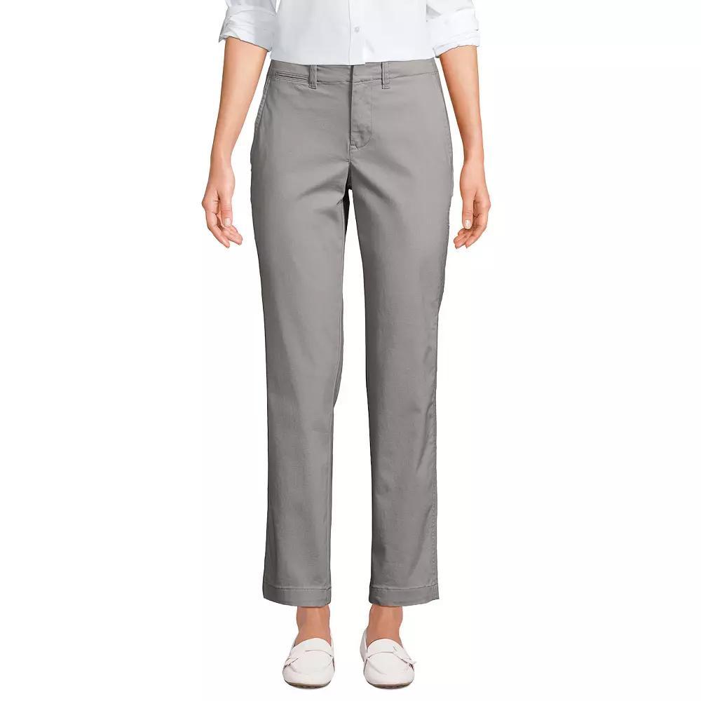 Women's Lands' End Mid Rise Classic Straight Leg Chino Ankle Pants, Size: 8, Black Product Image