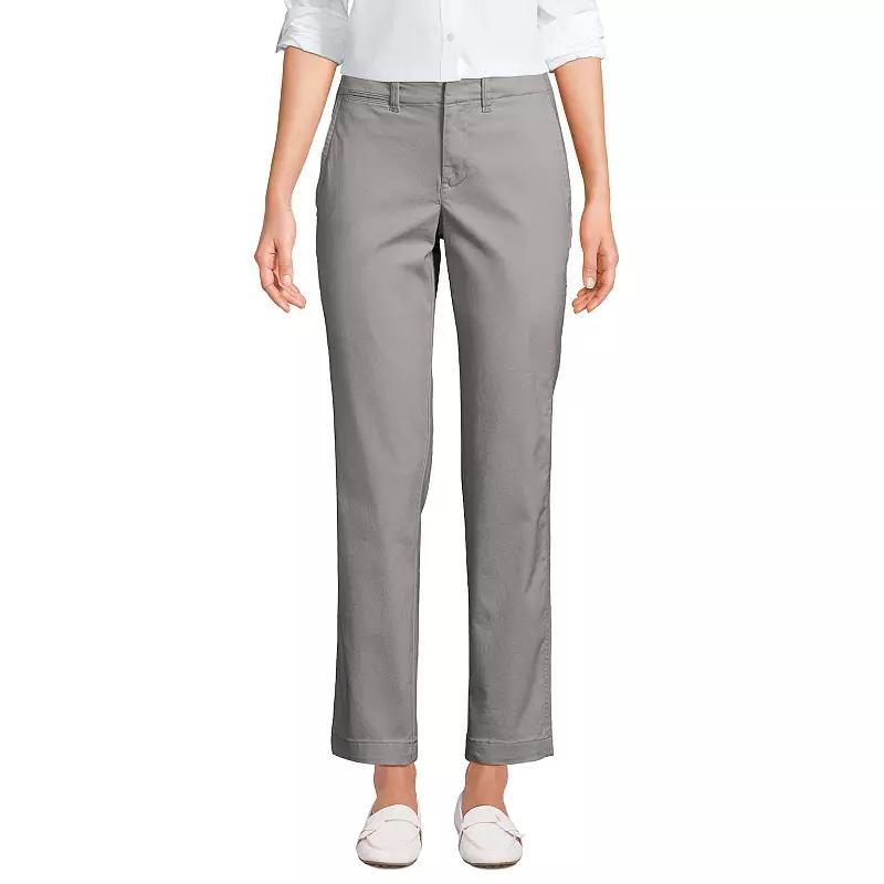 Women's Lands' End Mid Rise Classic Straight Leg Chino Ankle Pants, Size: 8, Black Product Image