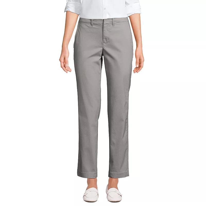Women's Lands' End Mid Rise Classic Straight Leg Chino Ankle Pants, Size: 8, Black Product Image
