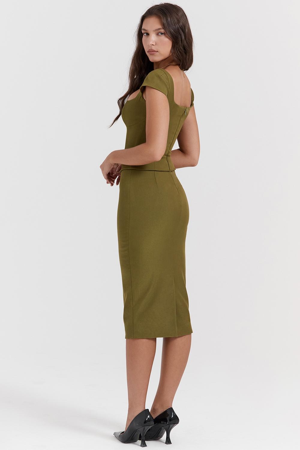 Layana  olive corset midi dress Product Image