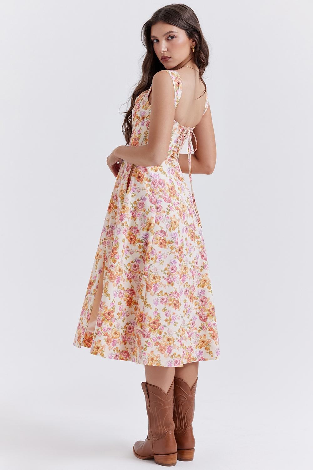 Saira Ivory Floral Midi Sundress Product Image