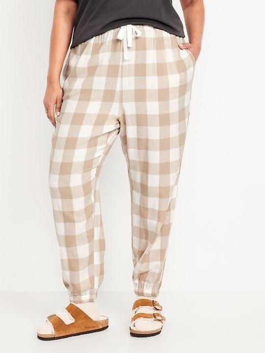 High-Waisted Flannel Pajama Joggers for Women Product Image