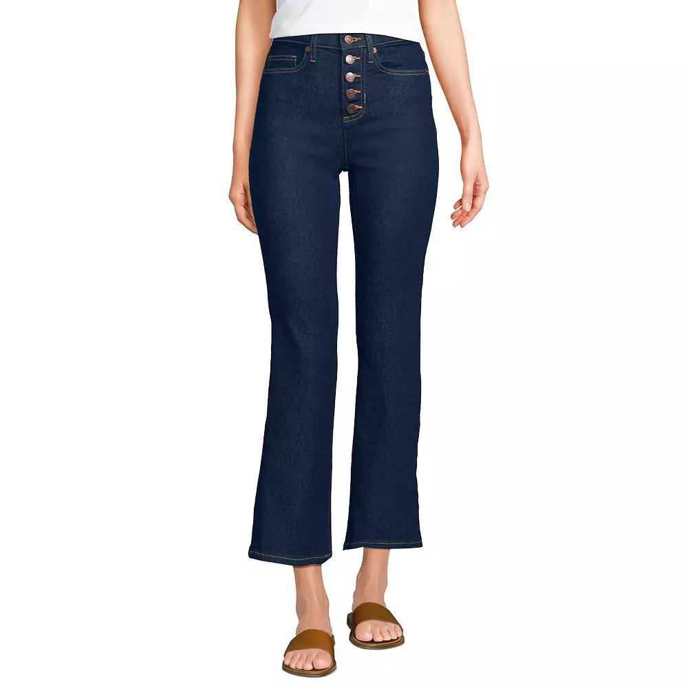Women's Lands' End Recover High Rise Button Front Kick Flare Crop Jeans, Size: 12, Breeze Blue Wash Product Image