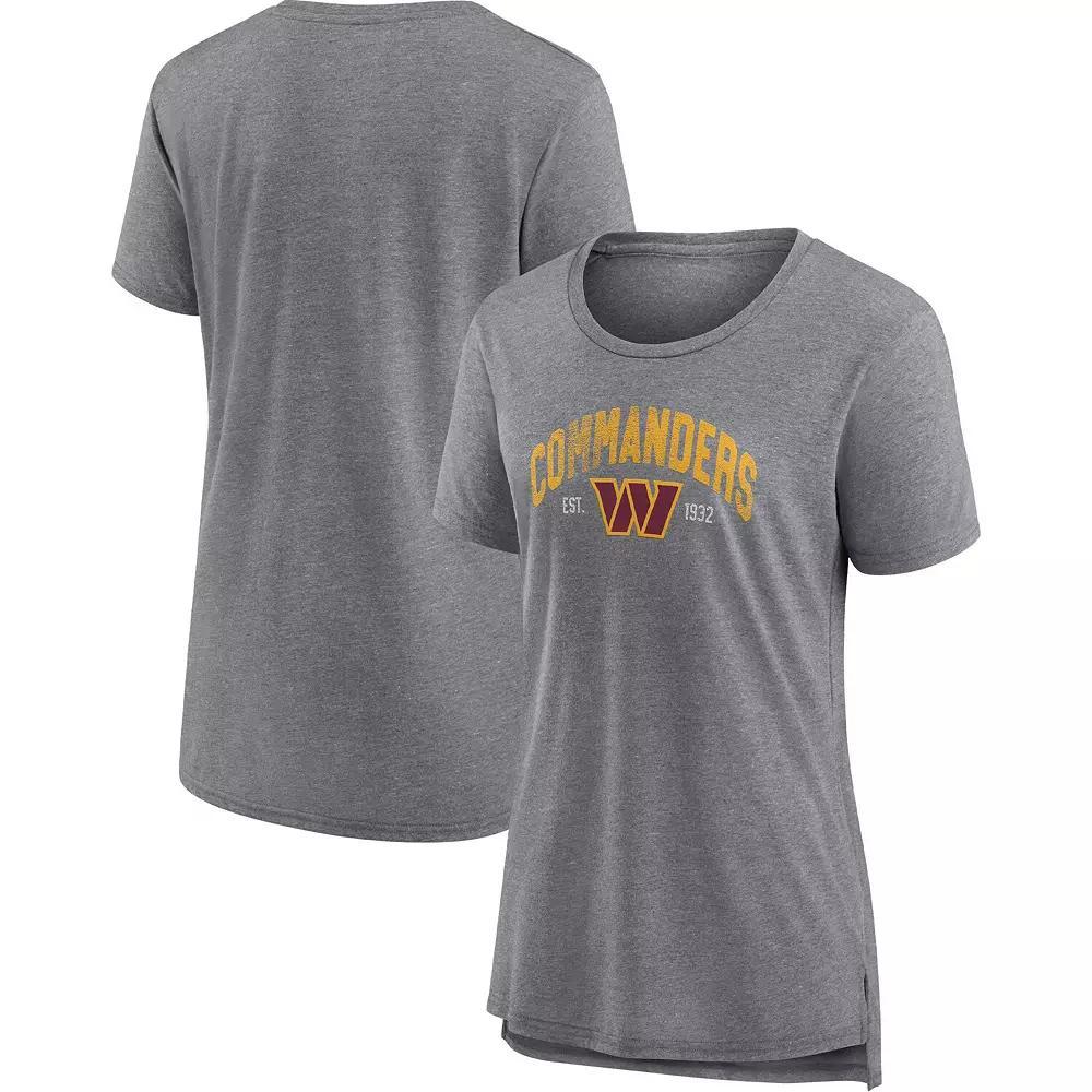 Women's Fanatics Branded Heathered Gray Washington Commanders Drop Back Modern T-Shirt, Size: Small, Wft Grey Product Image