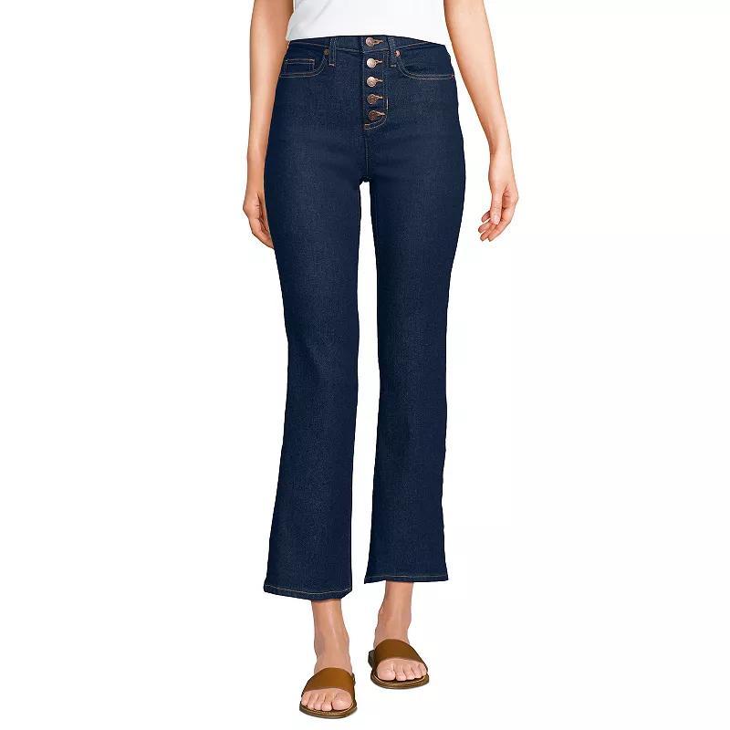 Women's Lands' End Recover High Rise Button Front Kick Flare Crop Jeans, Size: 12, Breeze Blue Wash Product Image