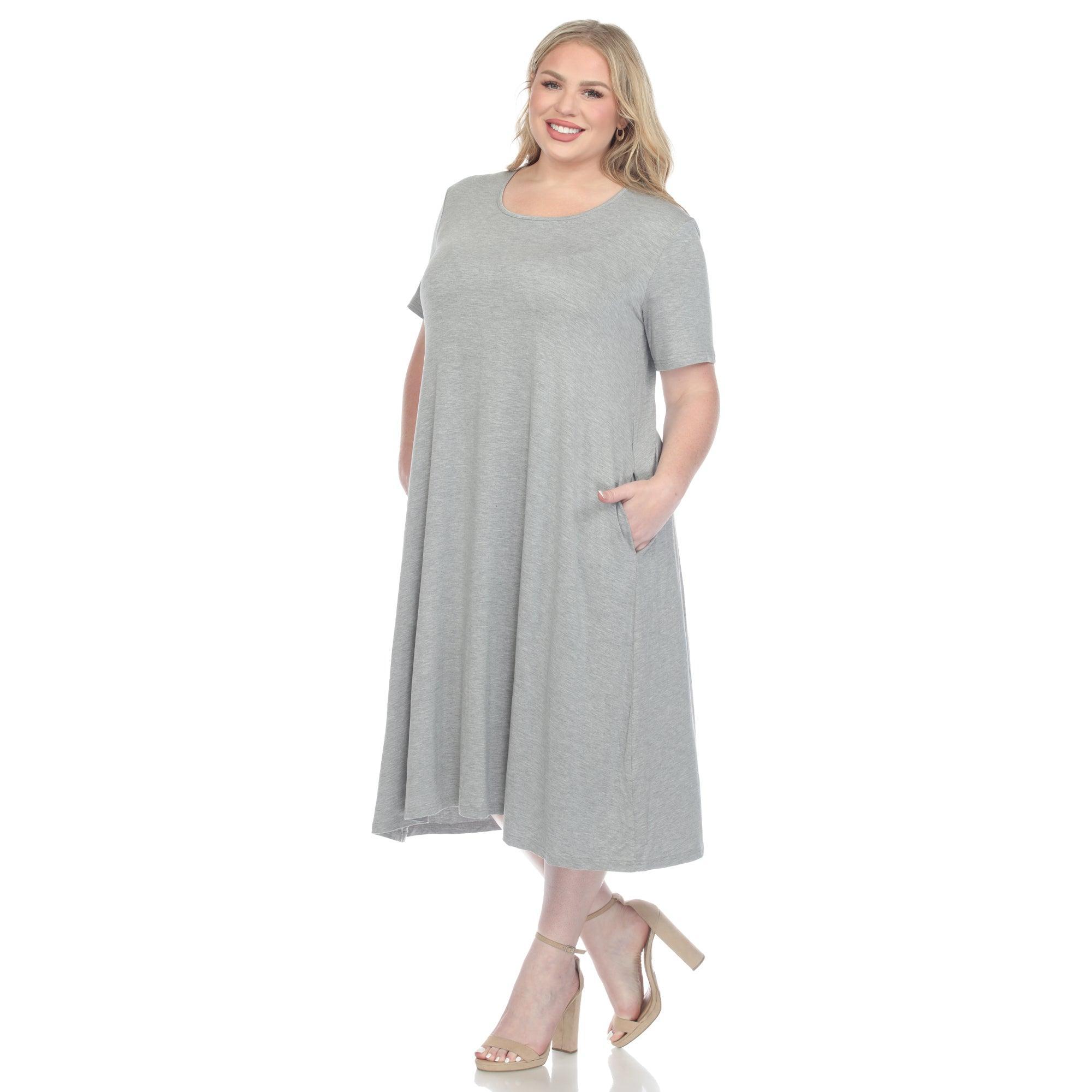 Short Sleeve Pocket Swing Midi Dress - Plus Product Image