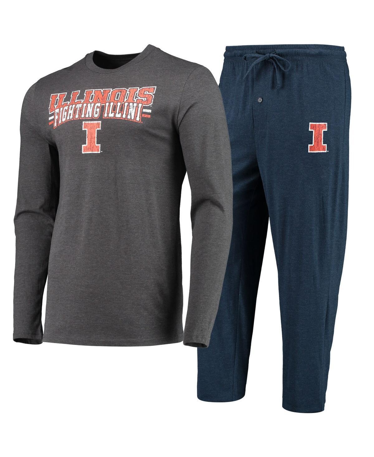 Men's Concepts Sport Navy/Heathered Charcoal Illinois Fighting Illini Meter Long Sleeve T-Shirt & Pants Sleep Set, Size: Small, Blue Product Image