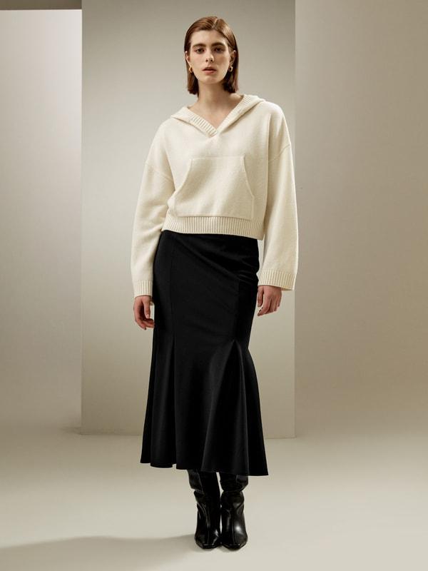 Cropped Wool-Cashmere Blend Hoodie Product Image