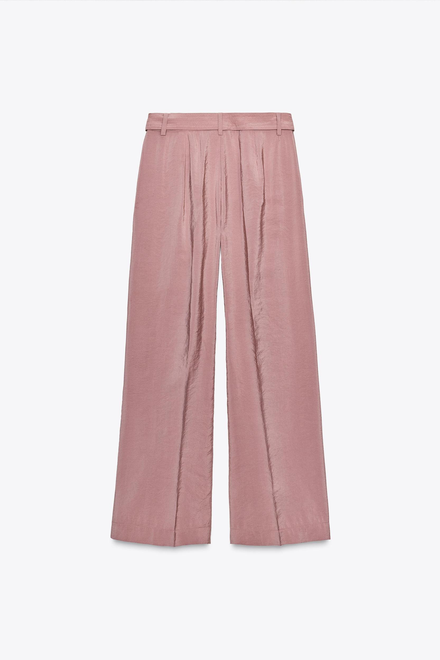 FLOWY WIDE LEG BELTED PANTS Product Image