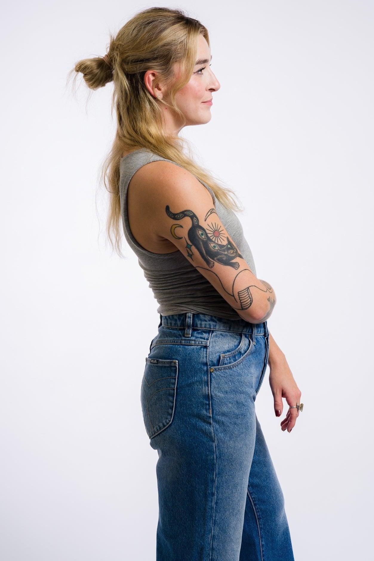 Miou Muse Double Layered High Neck Tank Top - Light Grey Product Image