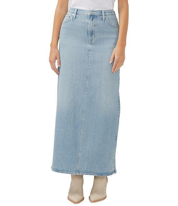 Silver Jeans Co. Slice High Rise Long Denim Skirt Product Image
