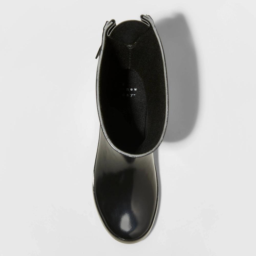 Womens Vicki Wide Width Rubber Rain Boots - A New Day Black 6W Product Image