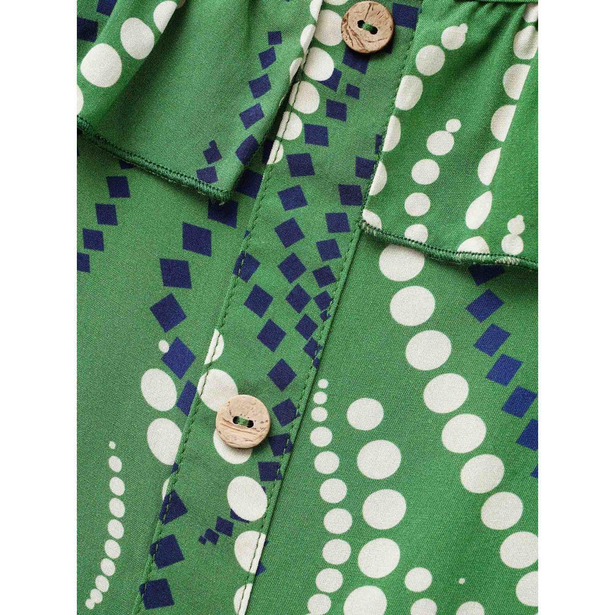 Plus Size Moss Polka Dot Ruffles Button Detail Blouse Women Elegant Long Sleeve Square Neck Everyday Blouses BloomChic 18-20/2X Product Image