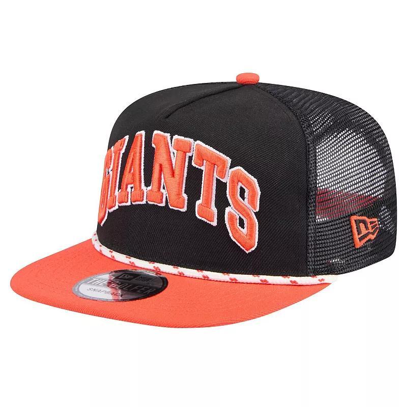 Men's New Era Black San Francisco Giants Throwback Meshback Golfer Hat Product Image