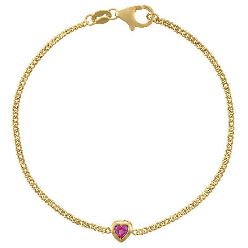 Designs by Gioelli 14k Gold Over Sterling Silver Gemstone Curb Chain Bracelet, Womens, Peridot Product Image