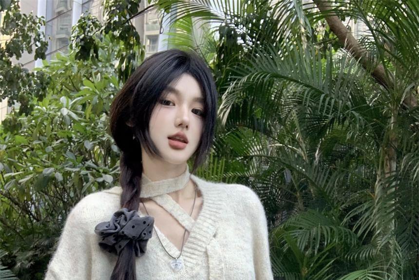 V-Neck Plain Sweater Product Image