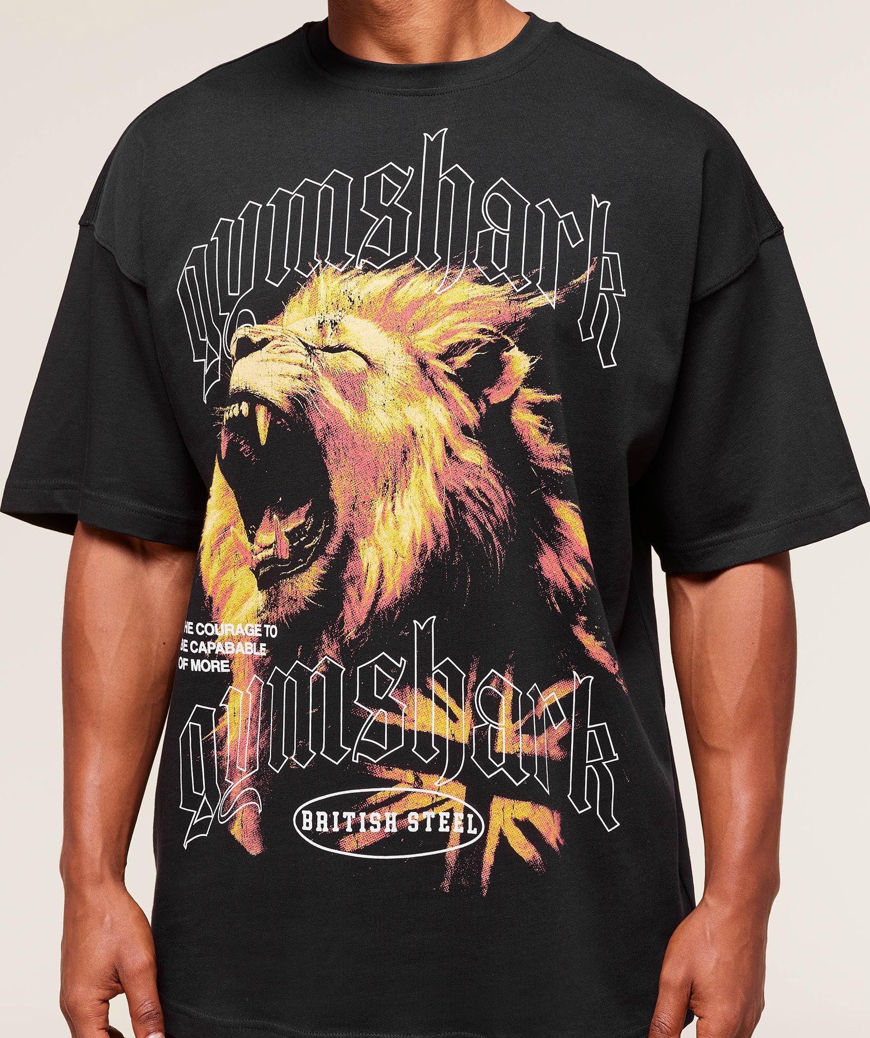 Gymshark Lion Graphic T-Shirt - Black Male Product Image