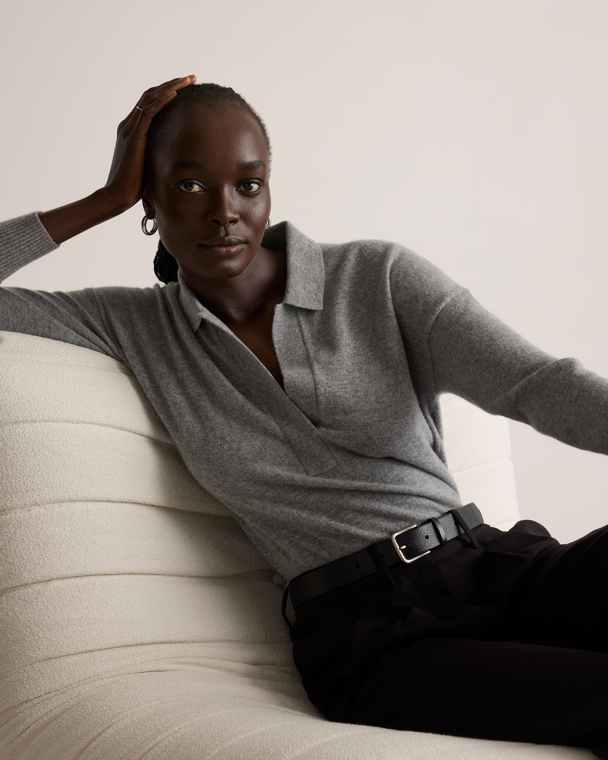 Quince | Women's Mongolian Cashmere Polo Sweater Size XL Product Image