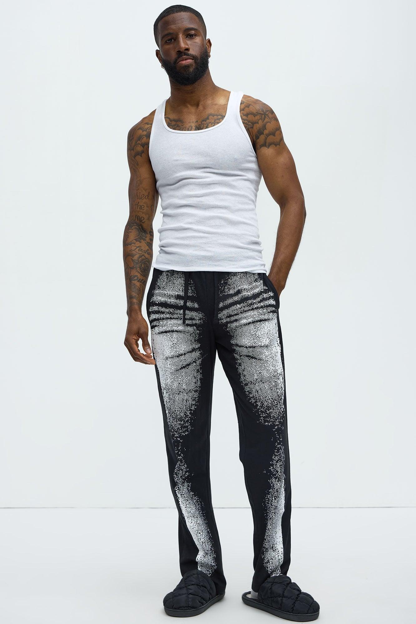 Printed Jean Relaxed Lounge Pants - Black/combo Product Image