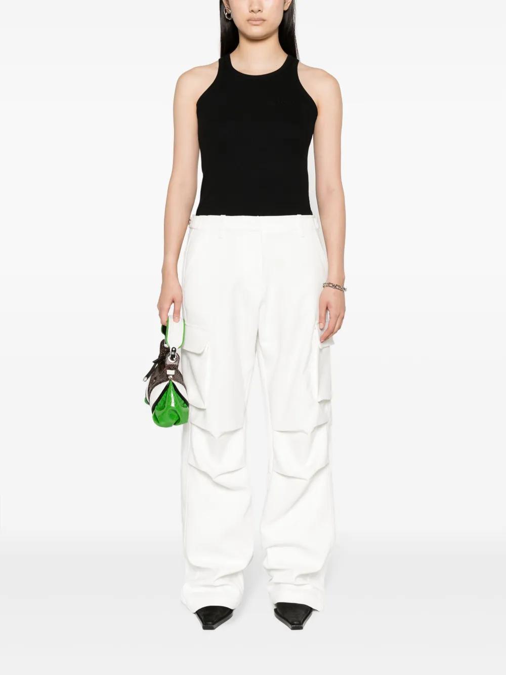 MSGM Embroidered-logo Ribbed Tank Top In Black Product Image