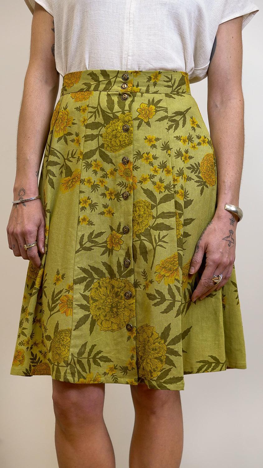 Bae Skirt in Mustard Marigold Linen Product Image