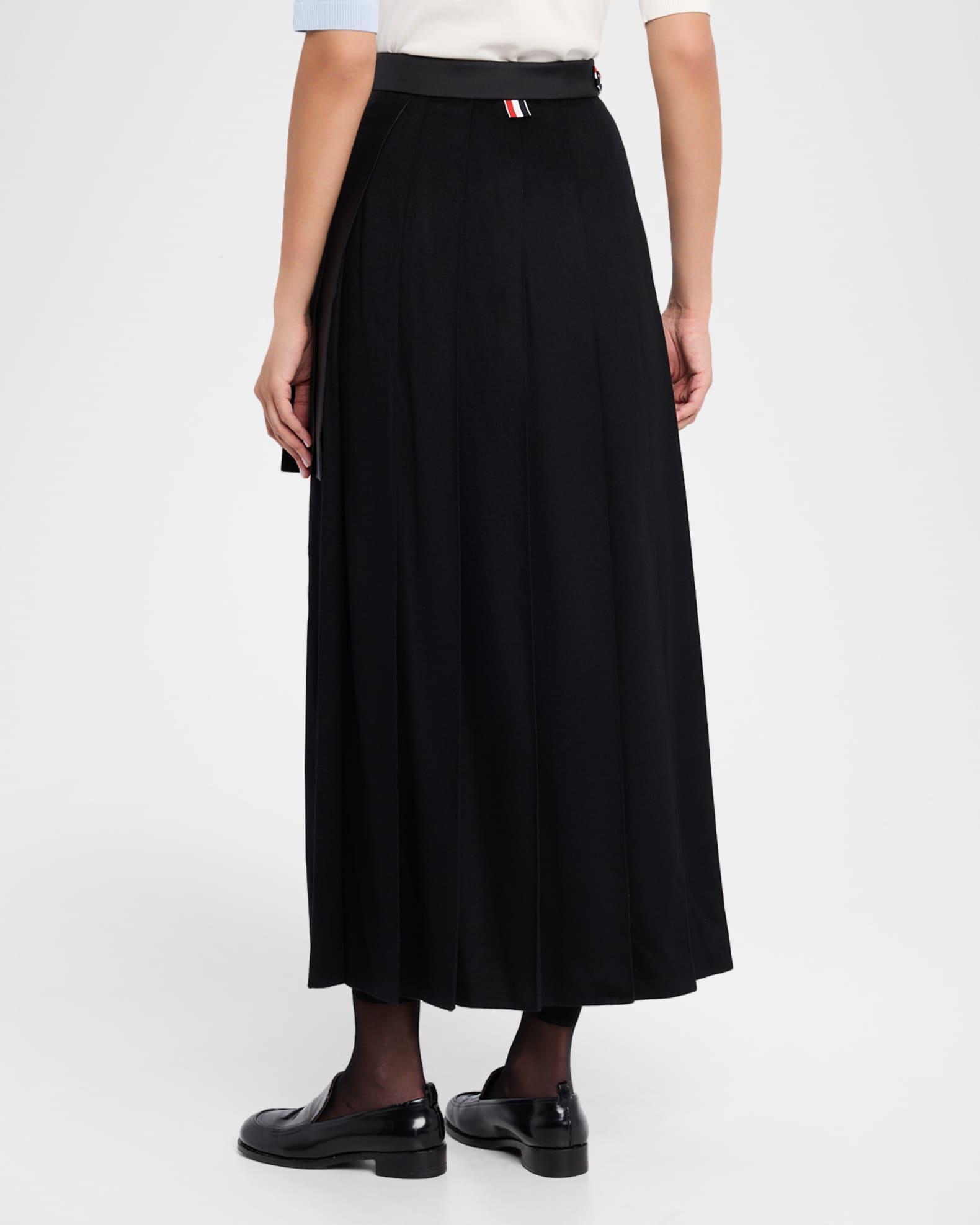 Asymmetric Mixed-Media Pleated Skirt  Product Image