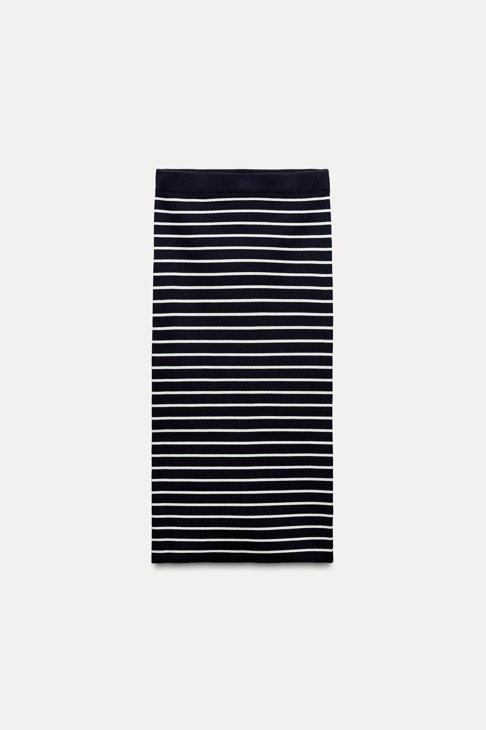 STRIPED KNIT PENCIL SKIRT Product Image