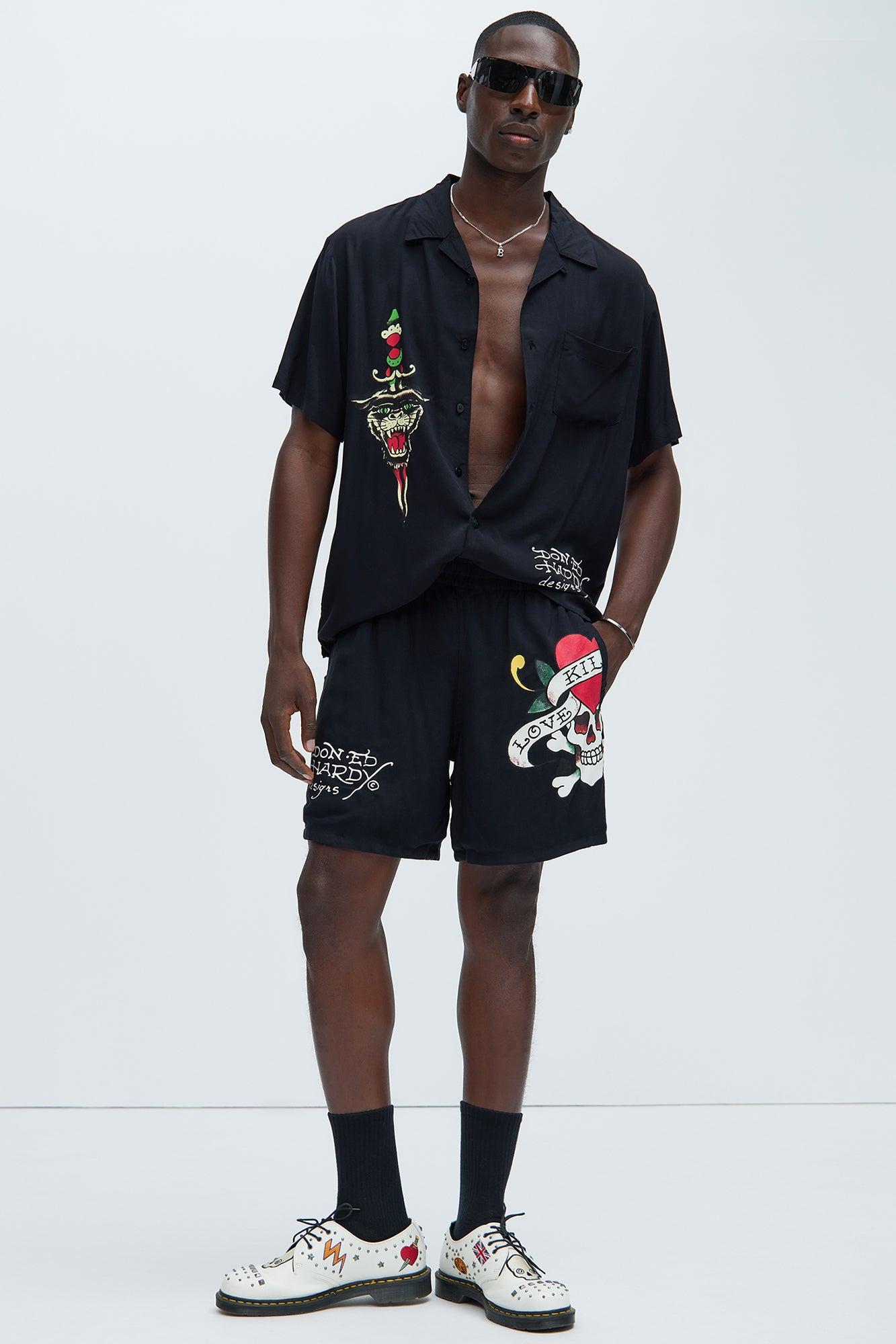 Ed Hardy Love Kills Slowly Mesh Shorts - Black Product Image