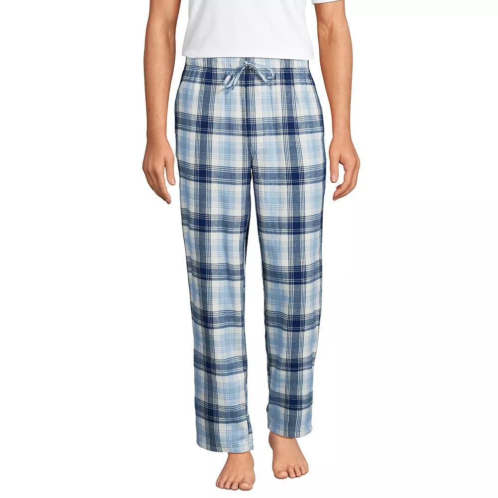 Men's Lands' End Flannel Pajama Sleep Pants, Size: Medium, Navy Green Plaid Product Image
