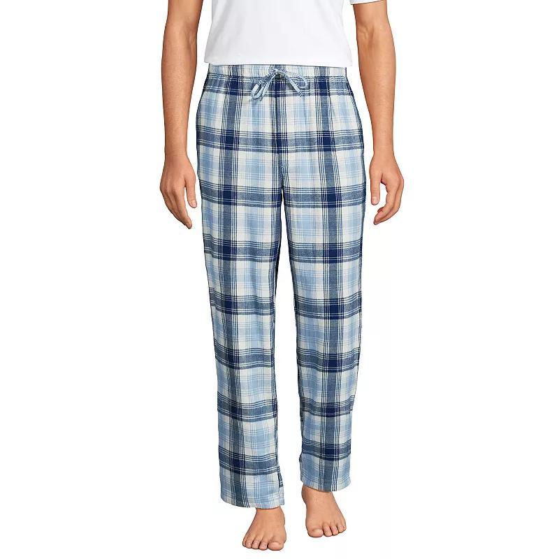 Men's Lands' End Flannel Pajama Sleep Pants, Size: Medium, Navy Green Plaid Product Image