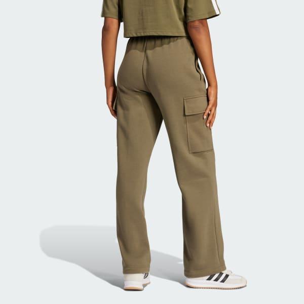 adidas Essentials Linear Fleece Cargo Pants Olive Strata XS Womens Product Image