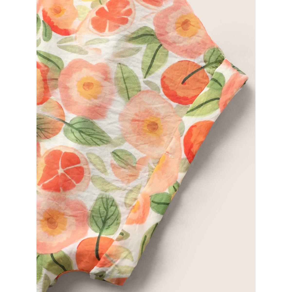 Plus Size Salmon Fruit Print Curved Hem Batwing Sleeve Blouse Women Casual Cap Sleeve Round Neck Everyday Blouses BloomChic 26/4X Product Image