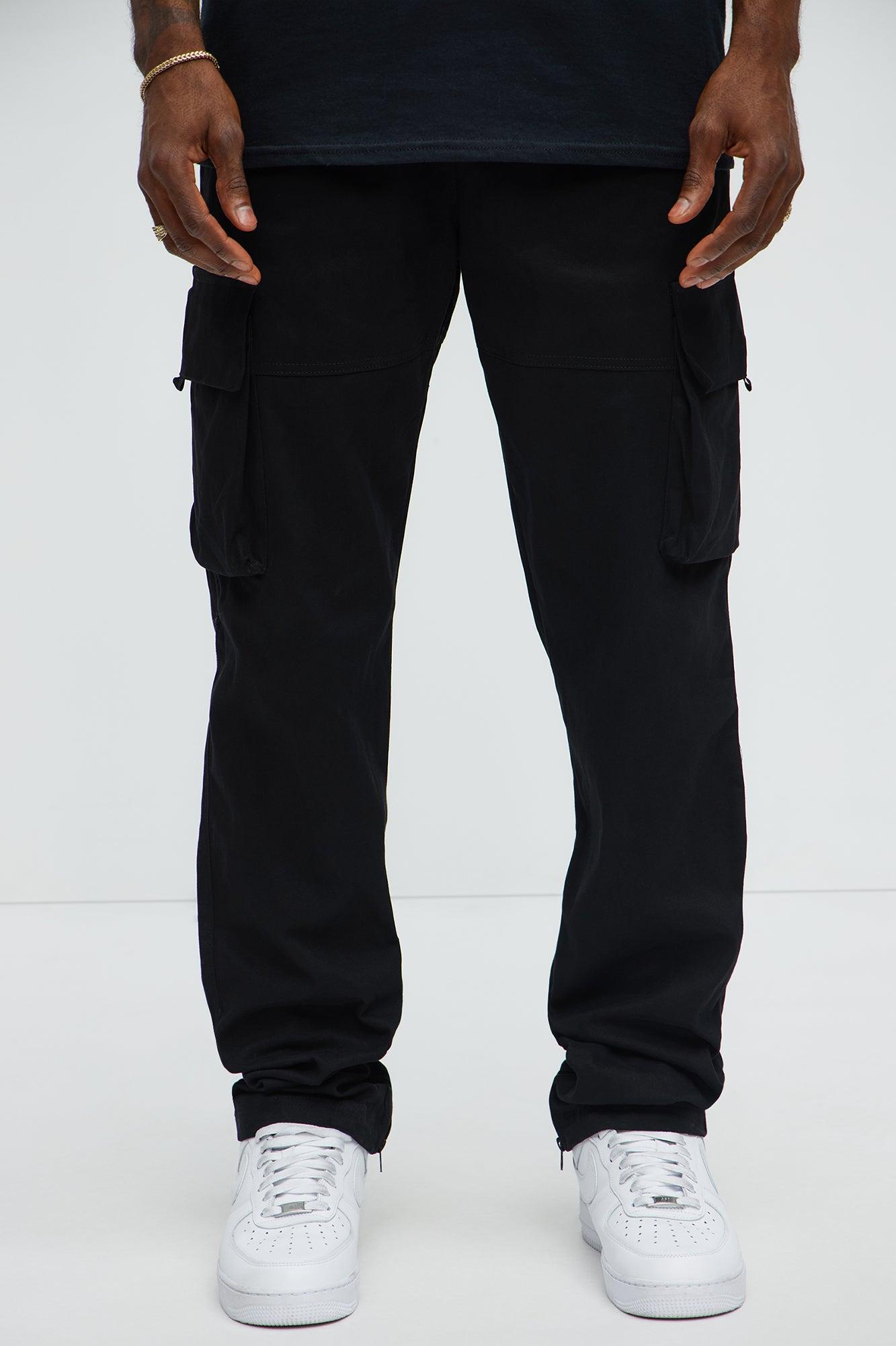Straight Cargo Ankle Zipper Pants - Black Product Image
