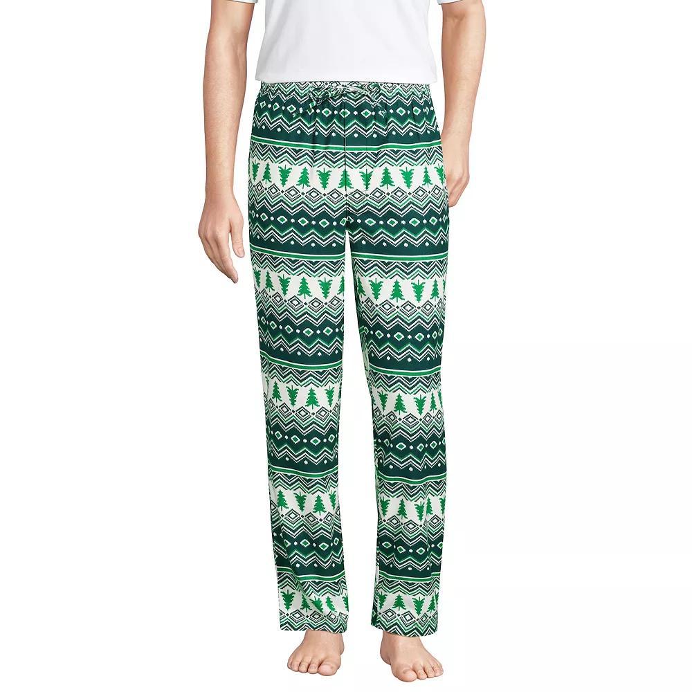 Men's Lands' End Flannel Pajama Sleep Pants, Size: Medium, Green Tree Fairisle Product Image