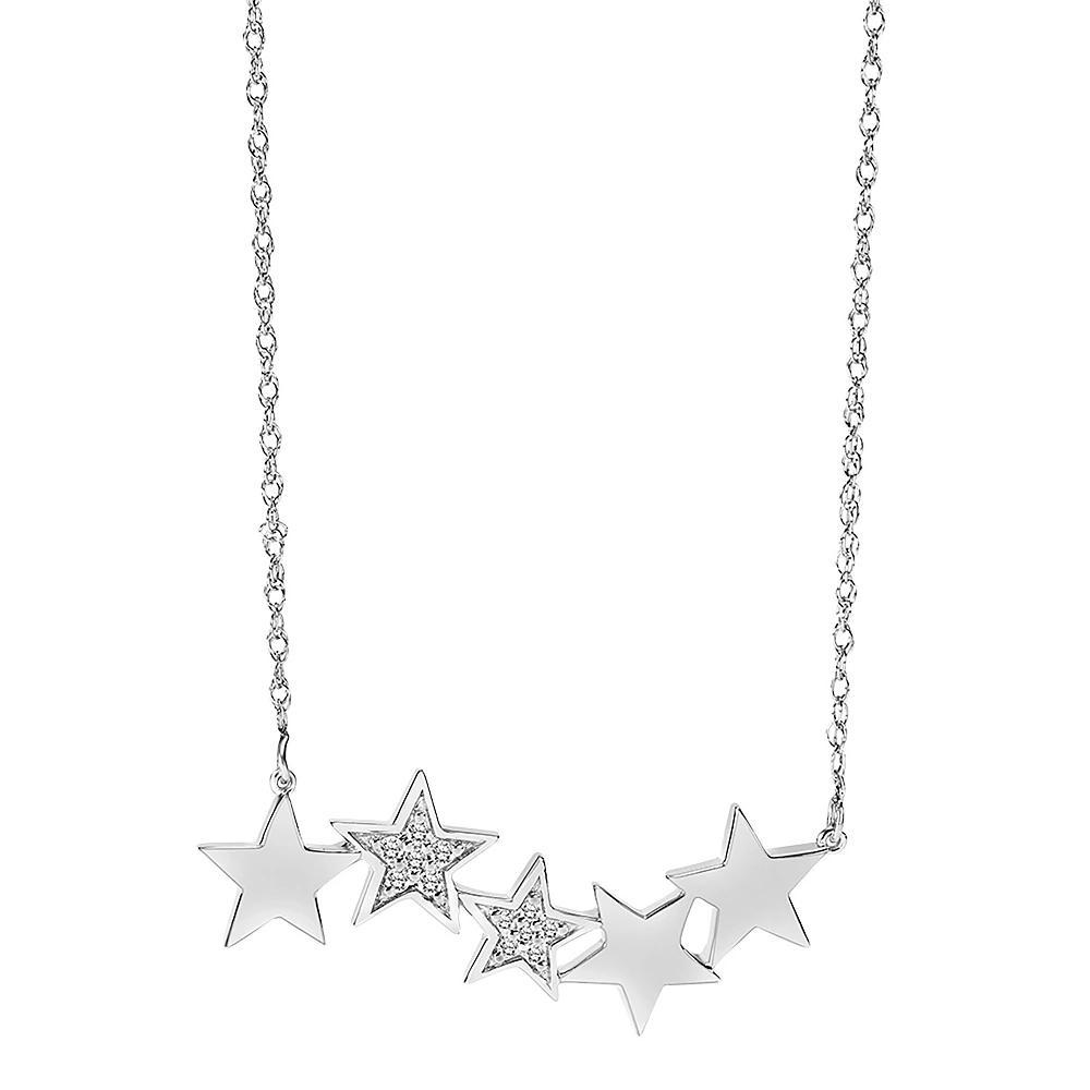 Sterling Silver 1/10 Carat T.W. Diamond Star Necklace, Women's, Size: 17" Product Image