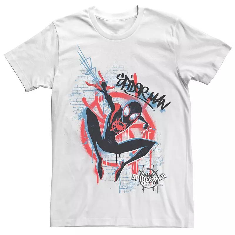 Men's Marvel Spider-Man Into The Spiderverse Miles Spray Paint Logo Tee, Size: Medium, White Product Image