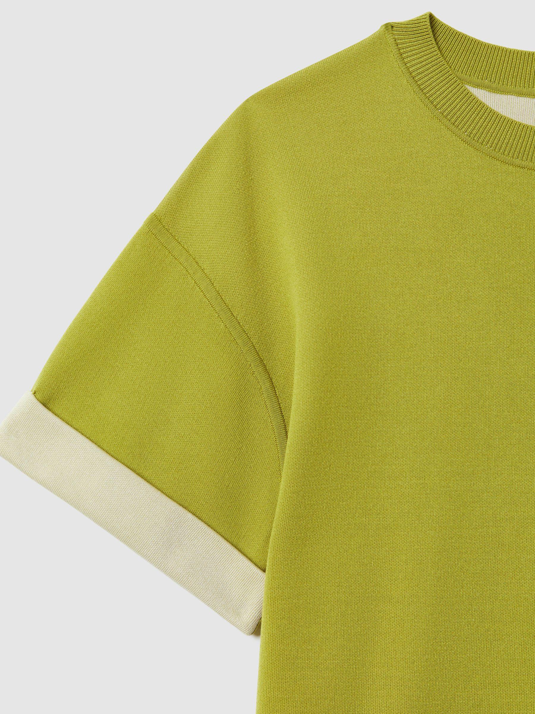 Atelier Knitted Silk Blend Top with Cashmere in Green Product Image