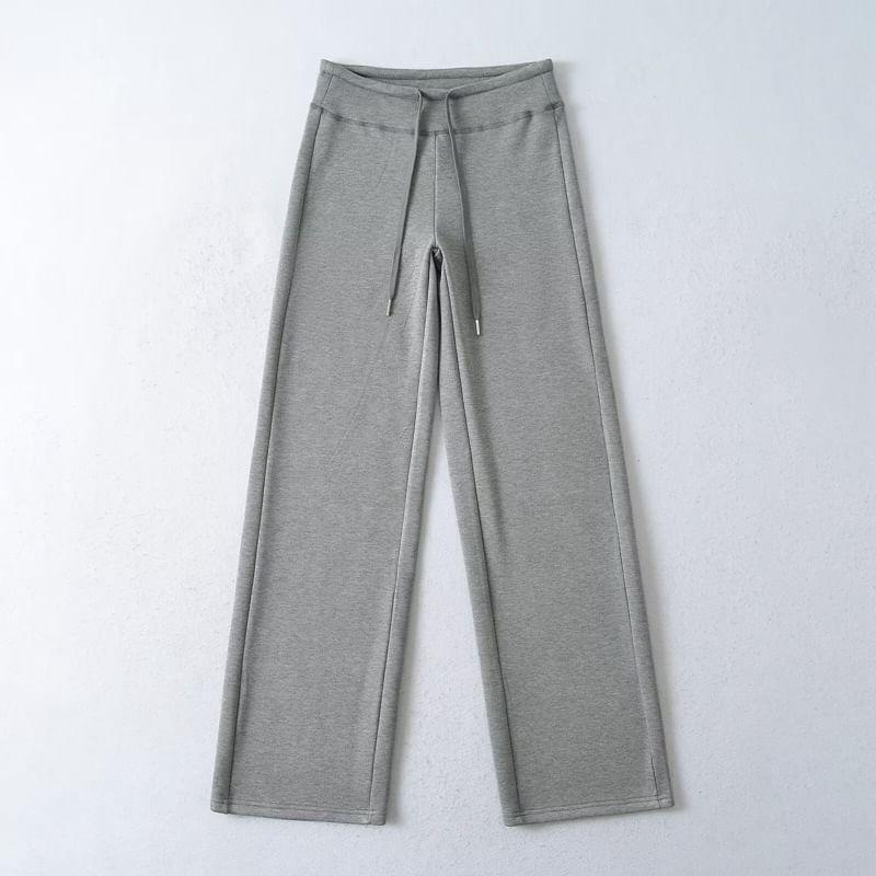 High Rise Plain Knit Wide Leg Pants Product Image