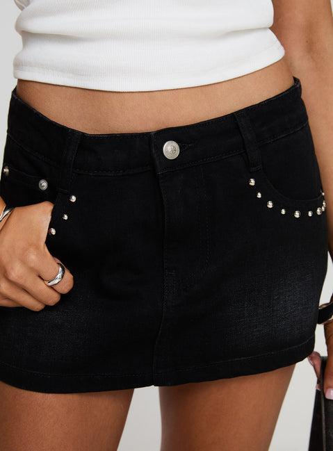 Symphony Denim Skort Washed Black Product Image