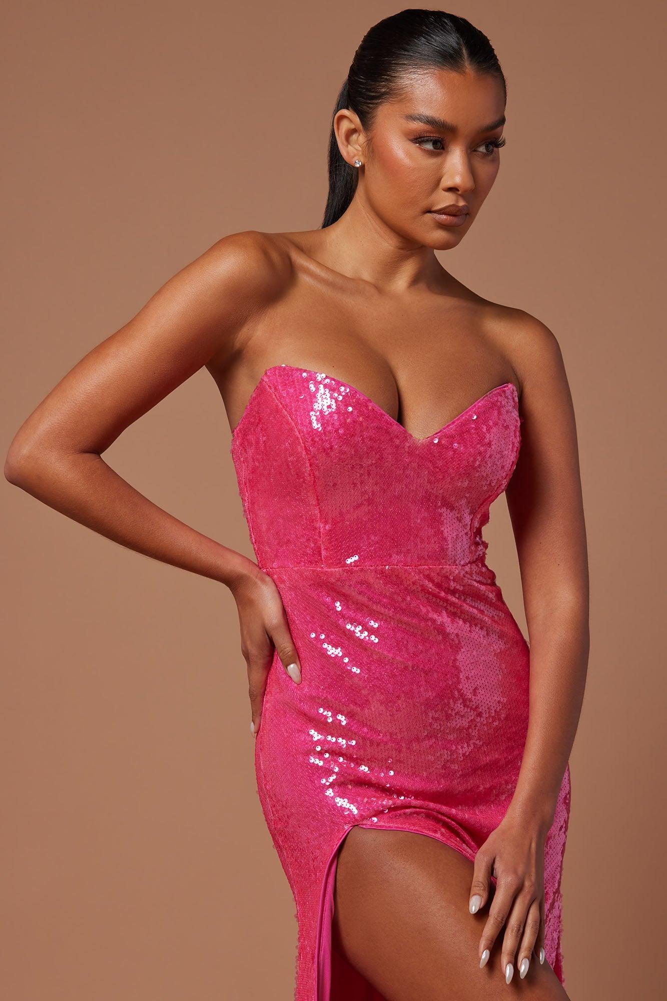 Deana Sequin Gown - Hot Pink Product Image