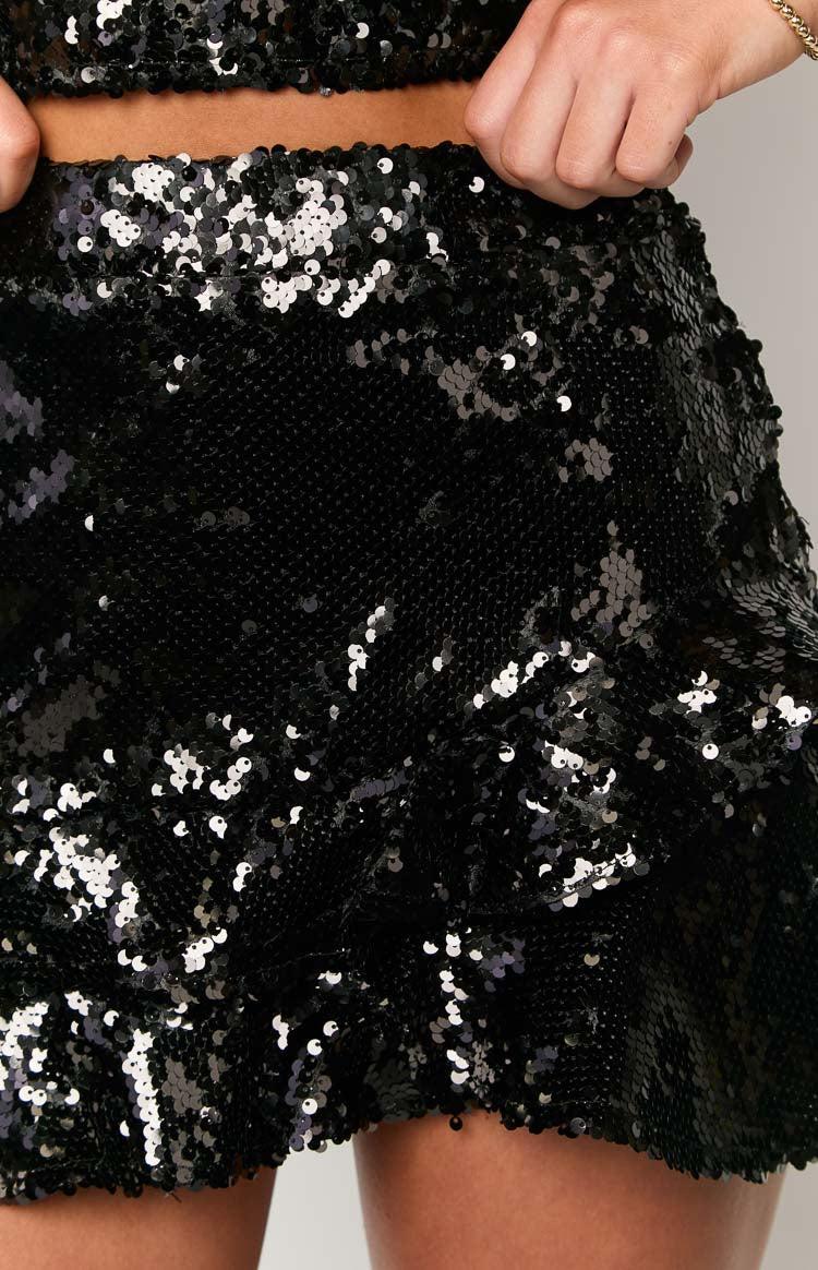 Sass Black Sequin Mini Skirt Girls Product Image