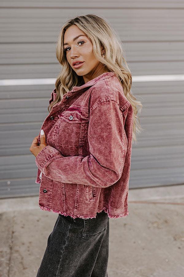 Hayride Honey Corduroy Jacket in Maroon Product Image