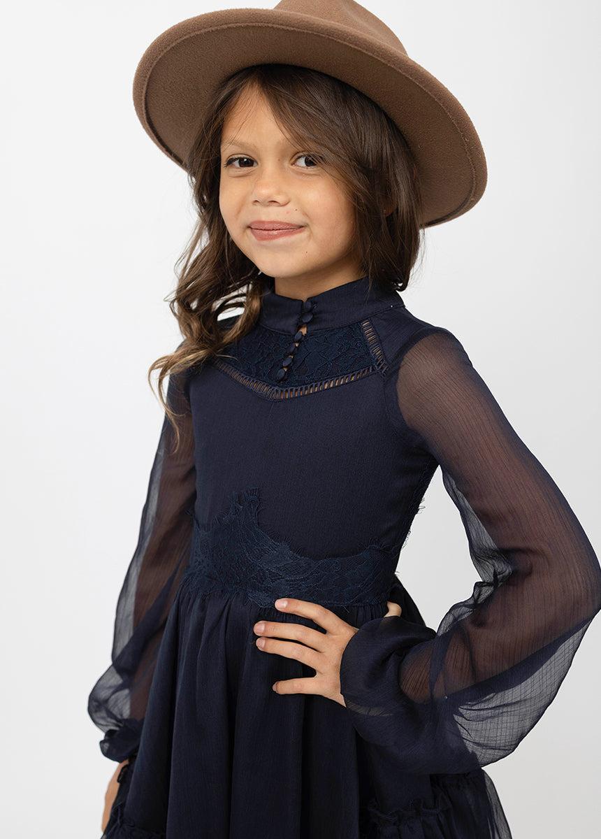 Kimaya Dress in Midnight Blue Girls Product Image
