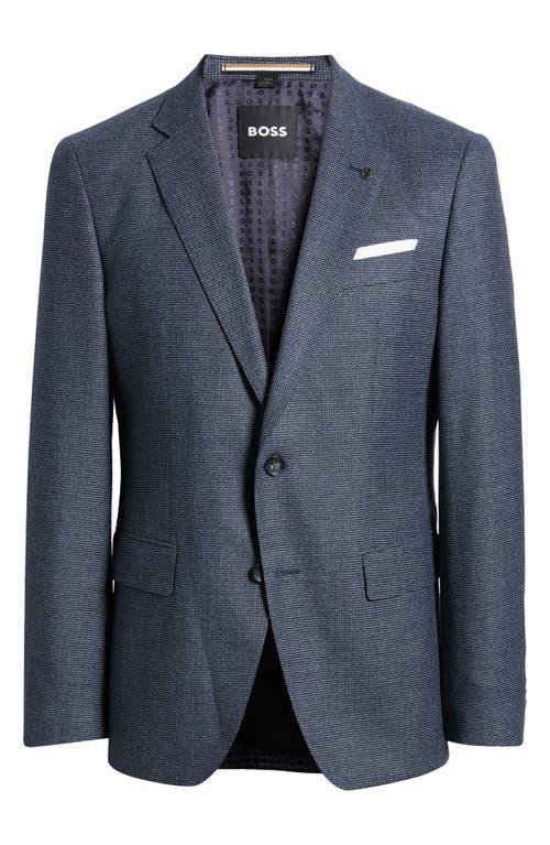 HUGO BOSS Boss Hutson Microcheck Stretch Wool Sport Coat In Dark Blue Product Image