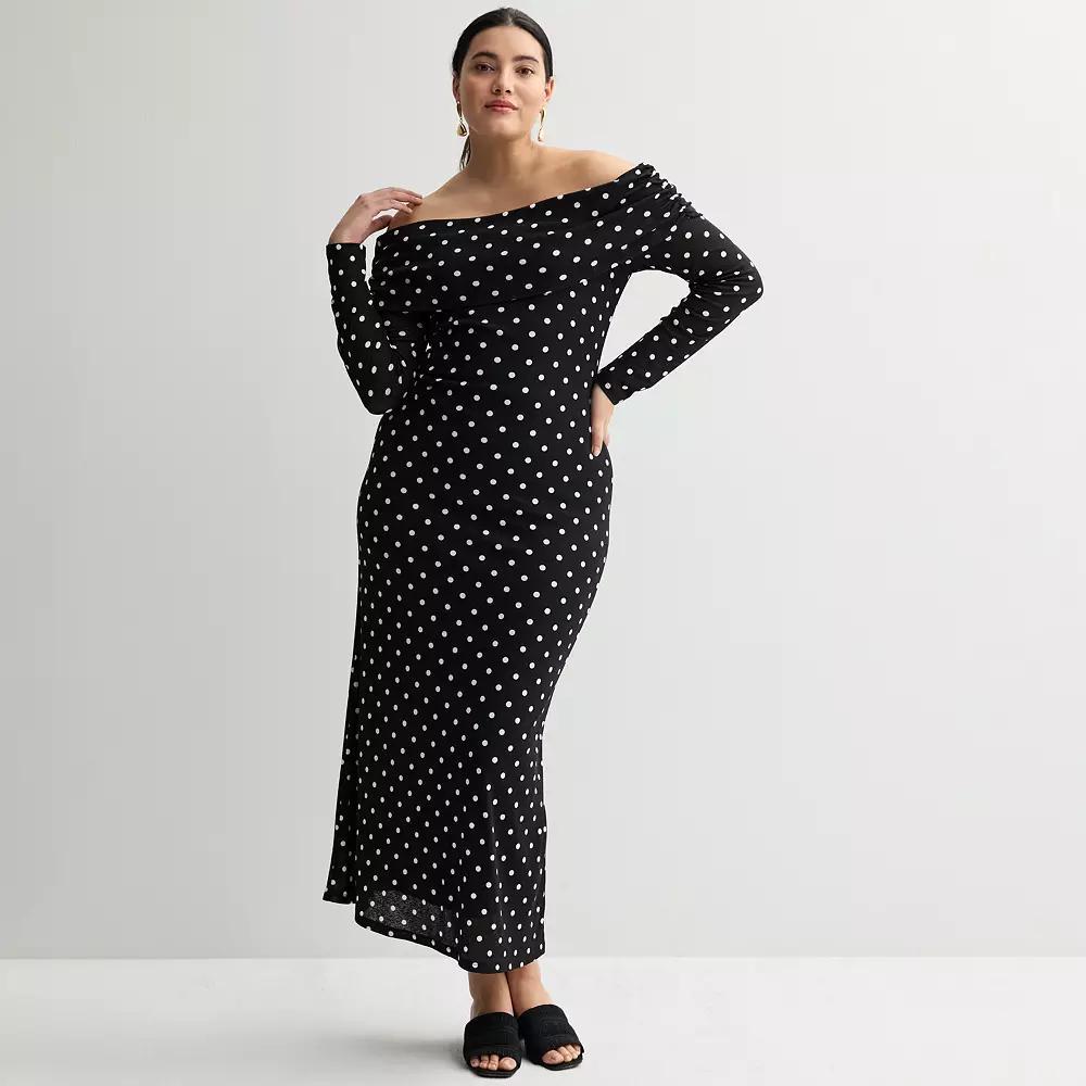Women's INTEMPO™ Off Shoulder Dress, Size: Large, Polka Dots Product Image