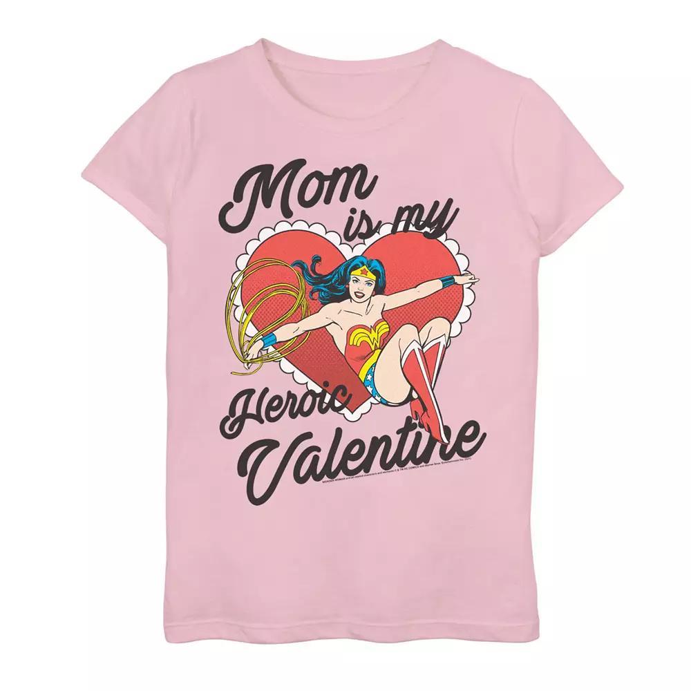 Girls 7-16 DC Comics Valentine's Day Wonder Woman Mom Is My Valentine Graphic Tee, Girl's, Size: XL, Pink Product Image