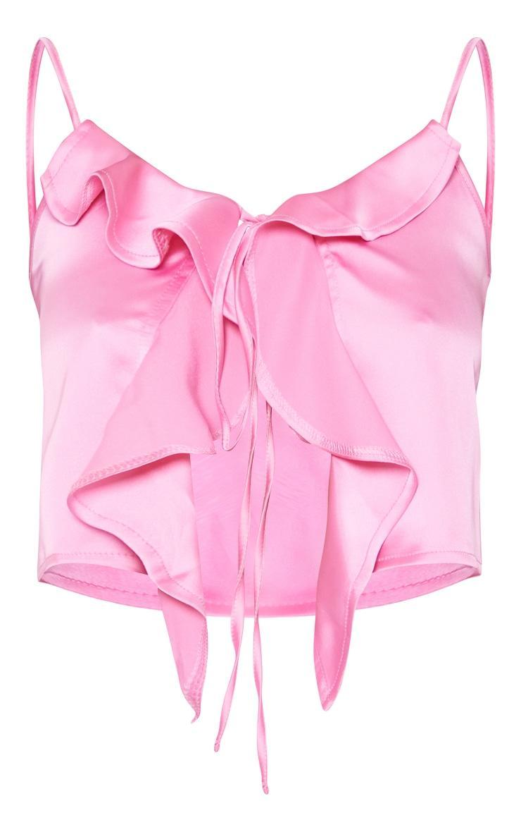 Tall Hot Pink Satin Frill Detail Cami Top Product Image