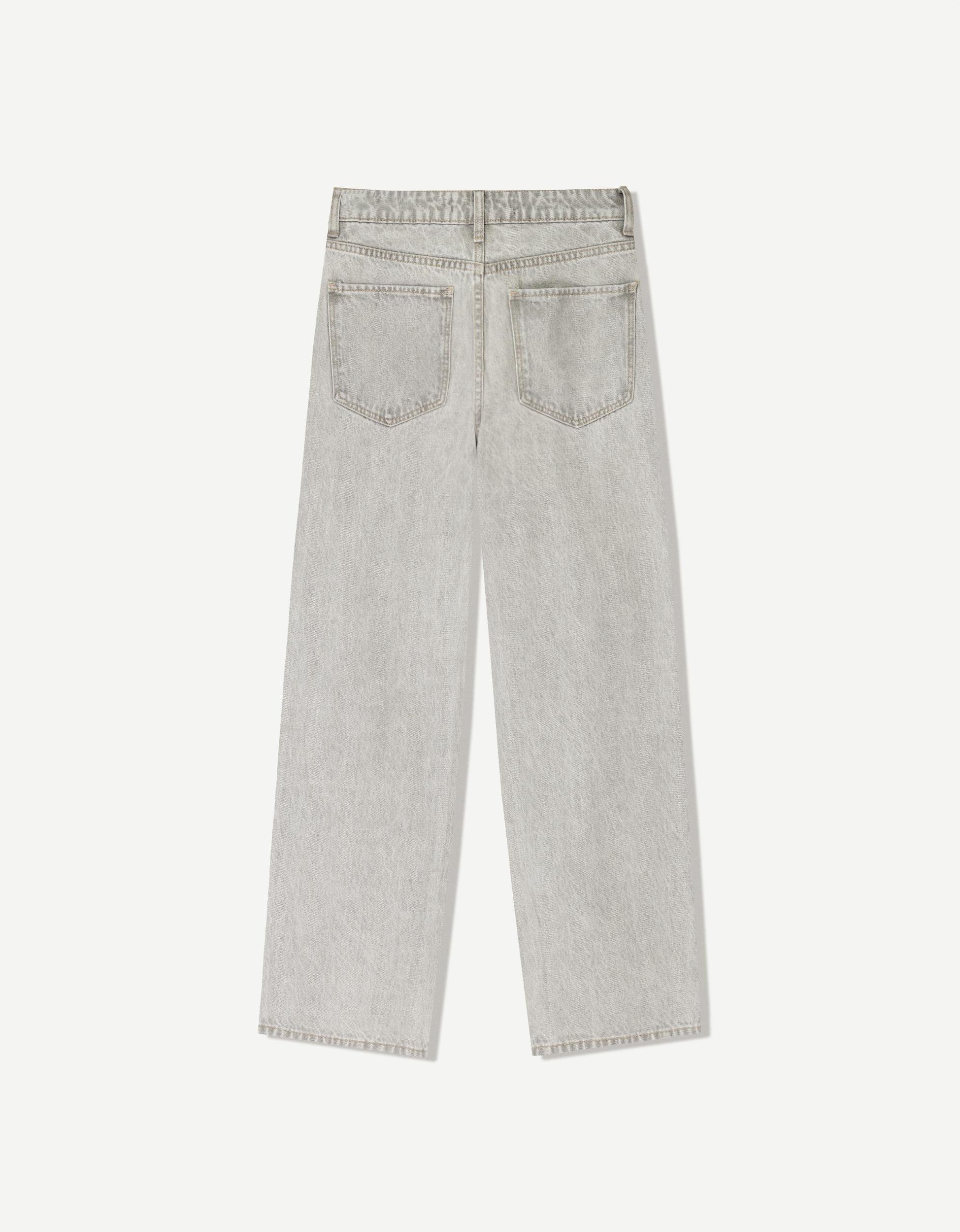 Straight cropped jeans with rhinestones Product Image