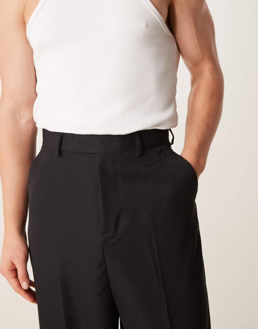 ASOS DESIGN smart baggy balloon fit pants in black Product Image