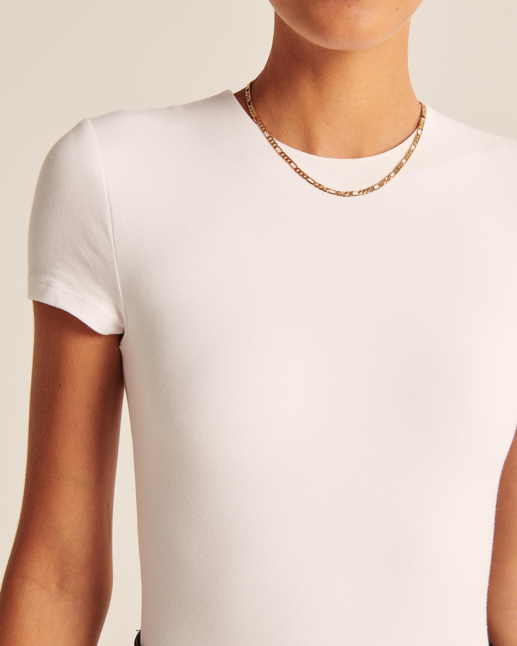 Cotton-Blend Seamless Fabric Tee Bodysuit Product Image